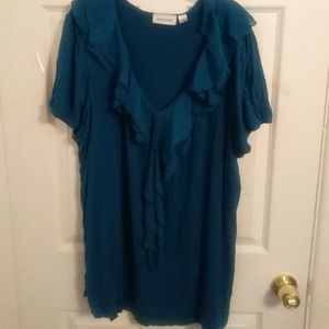 Avenue Ruffled v-neck dress shirt